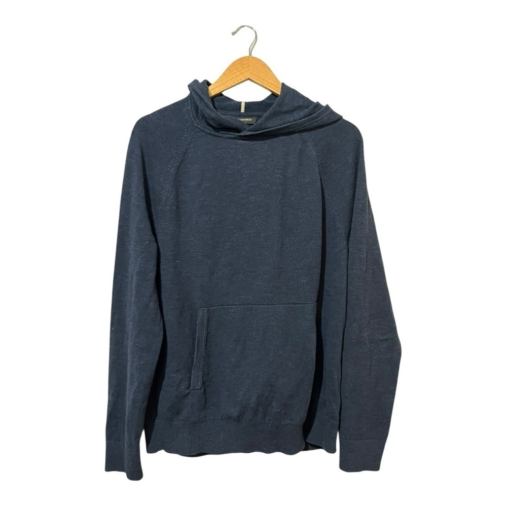 Banana Republic Factory Hoodie Sweatshirt Men's Large Kangaroo Pockets Blue L